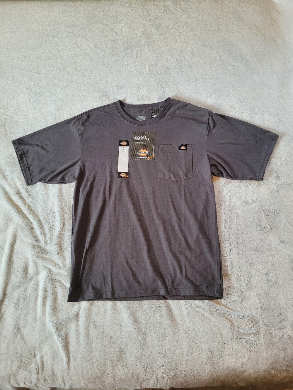 Dickies Mens Large Short Sleeve Gray Pocket Tshirt Workwear 100% Cotton